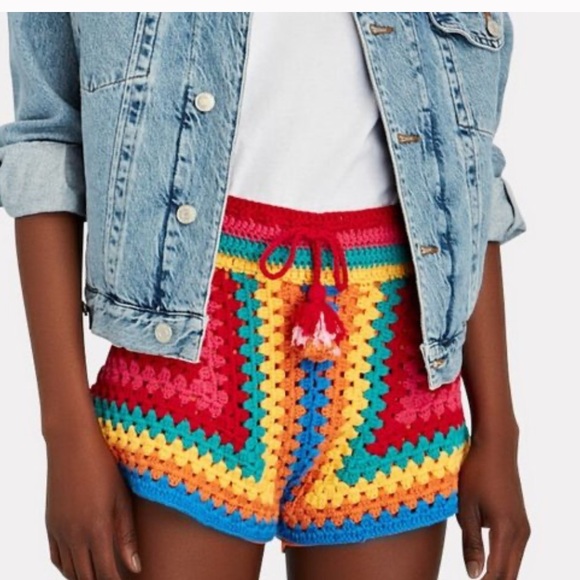 FARM Rio Pants - Farm Rio Striped Scarf Crochet Shorts